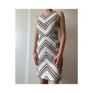 Woven Shell Dress W/Black Patterned Detailing